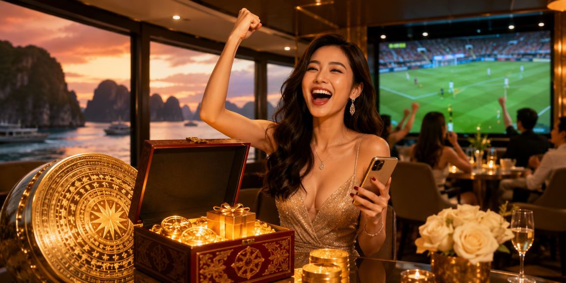 Người dùng theo dõi kèo thể thao trên điện thoại tại Vịnh Hạ Long